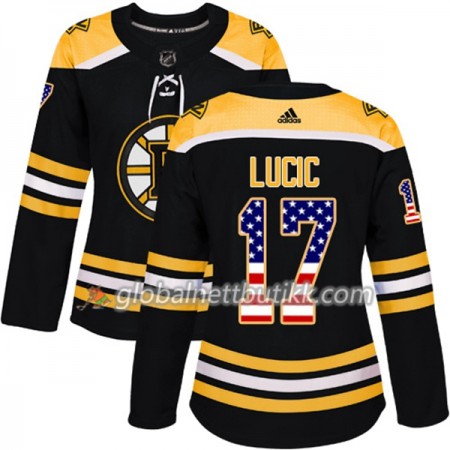 Boston Bruins Hockeydrakt Milan Lucic 17 2017-2018 USA Flag Fashion Svart Adidas Authentic - Dame